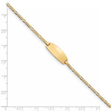 14k Polished Solid Chain/Solid Plate Figaro Link Oval 18.5x7.5mm Plate 6 inch Baby/Child ID Bracelet