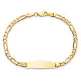 14k Polished Solid Chain/Solid Plate Figaro Link Soft Diamond Shape 24.5x7.3mm Plate 7 inch ID Bracelet - FG-9CBD4F4D-6597
