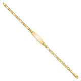 14k Polished Solid Chain/Solid Plate Figaro Link Soft Diamond Shape 24.5x7.3mm Plate 8 inch ID Bracelet