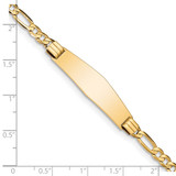 14k Polished Solid Chain/Solid Plate Figaro Link Soft Diamond Shape 33x9mm Plate 7 inch ID Bracelet
