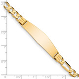 14k Polished Solid Chain/Solid Plate Figaro Link Soft Diamond Shape 37x10mm Plate 7 inch ID Bracelet
