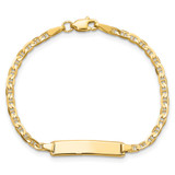 14k Polished Solid Chain/Solid Plate Flat Anchor Link 20x4mm Plate 6 inch Baby/Child ID Bracelet