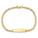 14k Polished Solid Chain/Solid Plate Flat Anchor Link Soft Diamond Shape 19.5x5.2mm Plate 6 inch Baby/Child ID Bracelet