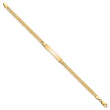 14k Polished Solid Chain/Solid Plate Flat Curb Link 26.5x5.5mm Plate 7 inch ID Bracelet