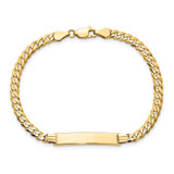 14k Polished Solid Chain/Solid Plate Flat Curb Link 26.5x5.5mm Plate 7 inch ID Bracelet