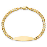 14k Polished Solid Chain/Solid Plate Flat Curb Link 29.5x8mm Plate 8 inch ID Bracelet
