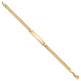 14k Polished Solid Chain/Solid Plate Flat Curb Link 32.5x6.5mm Plate 8 inch ID Bracelet