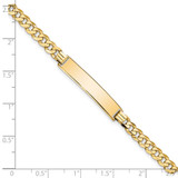 14k Polished Solid Chain/Solid Plate Flat Curb Link 32.5x6.5mm Plate 8 inch ID Bracelet