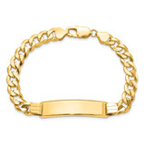 14k Polished Solid Chain/Solid Plate Flat Curb Link 37x9mm Plate 8 inch ID Bracelet