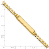 14k Polished Solid Chain/Solid Plate Flat Curb Link Diamond-cut 27x5.5mm Plate 8 inch ID Bracelet
