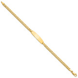 14k Polished Solid Chain/Solid Plate Flat Curb Link Rounded 32.5x7.4mm Plate 8 inch ID Bracelet