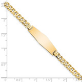 14k Polished Solid Chain/Solid Plate Flat Curb Link Soft Diamond Shape 28x9.3mm Plate 7 inch ID Bracelet