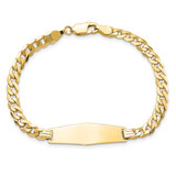 14k Polished Solid Chain/Solid Plate Flat Curb Link Soft Diamond Shape 28x9.3mm Plate 8 inch ID Bracelet