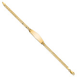 14k Polished Solid Chain/Solid Plate Flat Curb Link Soft Diamond Shape 28x9.8mm Plate 7 inch ID Bracelet