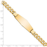 14k Polished Solid Chain/Solid Plate Flat Curb Link Soft Diamond Shape 37.5x14mm Plate 8 inch ID Bracelet