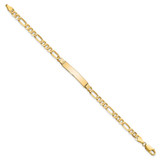 14k Polished Solid Chain/Solid Plate Flat Figaro Link 27.5x5.5mm Plate 8 inch ID Bracelet