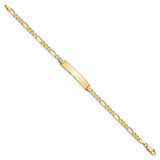 14k Polished Solid Chain/Solid Plate Flat Figaro Link 32.5x6.2mm Plate 7 inch ID Bracelet