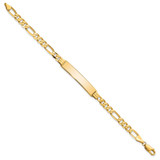 14k Polished Solid Chain/Solid Plate Flat Figaro Link 33.5x7mm Plate 7 inch ID Bracelet