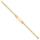 14k Polished Solid Chain/Solid Plate Flat Figaro Link Soft Diamond Shape 28x9.5mm Plate 7 inch ID Bracelet - LI-42EDE37E-7620