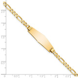 14k Polished Solid Chain/Solid Plate Flat Figaro Link Soft Diamond Shape 28x9.5mm Plate 7 inch ID Bracelet - LI-42EDE37E-7620