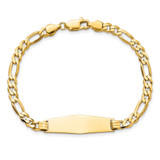 14k Polished Solid Chain/Solid Plate Flat Figaro Link Soft Diamond Shape 28x9.5mm Plate 8 inch ID Bracelet - LI-FB19E9CD-3878