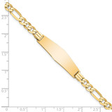 14k Polished Solid Chain/Solid Plate Flat Figaro Link Soft Diamond Shape 33x9mm Plate 7 inch ID Bracelet
