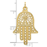 14k Polished Solid Filigree Hamsa Pendant
