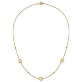 14k Polished Stars in Circle with Diamond-cut Beads 7-Station 16.75 inch Necklace