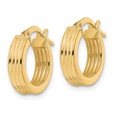 14K Polished Textured  Hoop Earrings