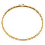 14k Polished Textured 6.15mm Flexible Oval Bangle Bracelet