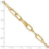 14k Polished Textured Fancy Link 7.75 inch Bracelet