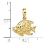 14K Polished Textured Fish Charm