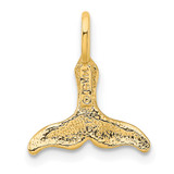 14K Polished Textured Mini Whale Tail Charm