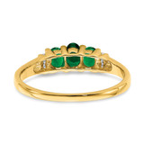 14k Polished Triple Emerald and Diamond 3-stone Ring