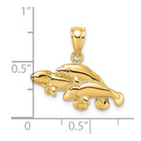 14K Polished Triple Manatee Charm