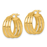14K Polished Triple Row 8.00mm x 18mm Tube Round Hoop Earrings