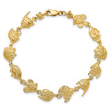 14k Polished Tropical Fish 7.5 inch Bracelet