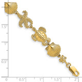 14K Polished Turtle/Shell/Starfish 7.5 inch Bracelet