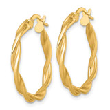 14k Polished Twisted 2.75 x 25mm Tube Hoop Earrings