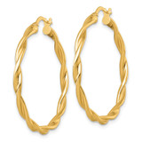 14k Polished Twisted 2.75 x 35mm Tube Hoop Earrings