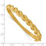 14k Polished Twisted Textured 7.75mm Hinged Oval Bangle Bracelet
