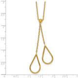 14k Polished Two Teardrops Dangle 16 inch Y-Necklace Plus 2 inch Extender