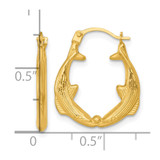 14k Polished Two Whales Hollow Hoop Earrings