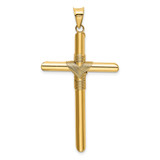 14K Polished w/Center Wrap Tube Cross Pendant - K6-F1F7944B-7761