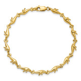 14k Polished Whale 7.5 inch Bracelet