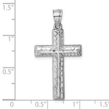14k Polished White Gold Diamond-cut Fancy Latin Cross Pendant