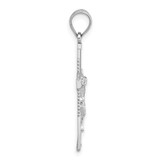 14k Polished White Gold Diamond-cut Textured Crucifix Pendant