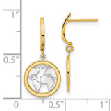 14K Polished White Rhodium Earth Dangle Earrings