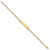 14k Polished with Rhodium Pav‚ Solid Chain/Solid Plate Figaro Link 25.5x5mm Plate 7 inch ID Bracelet - FW-F9B69CAD-9873