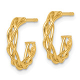 14k Polished Woven Braid 3 x 15mm C-Hoop Post Earrings
